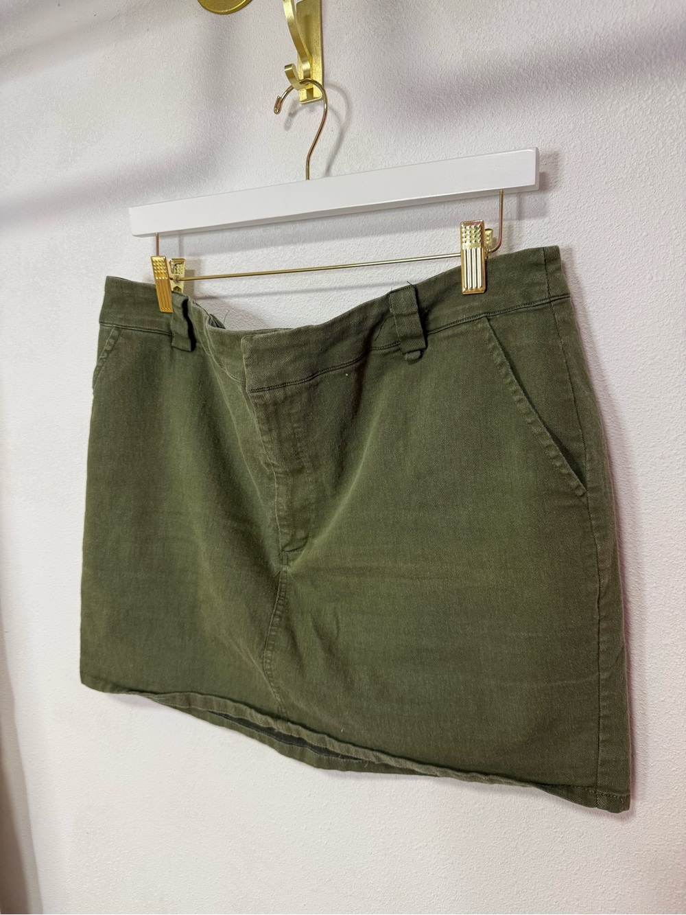 Olive Green Cotton Mini Skirt